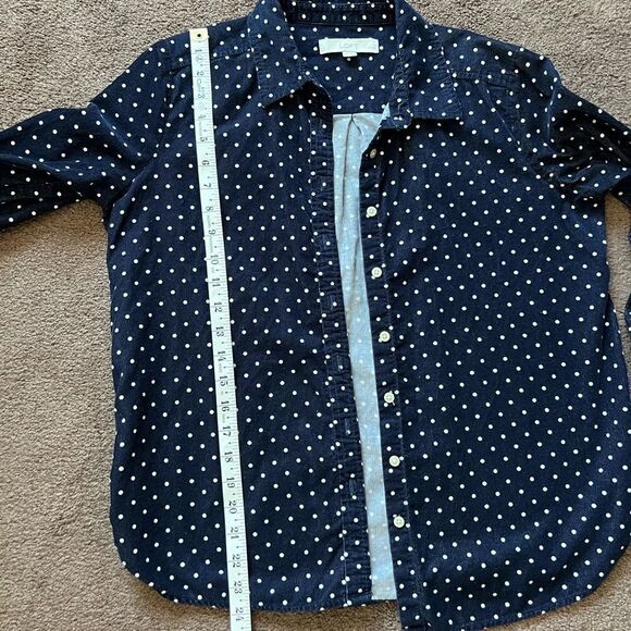 LOFT Navy Polka Dot Corduroy Shirt - Picture 8 of 8